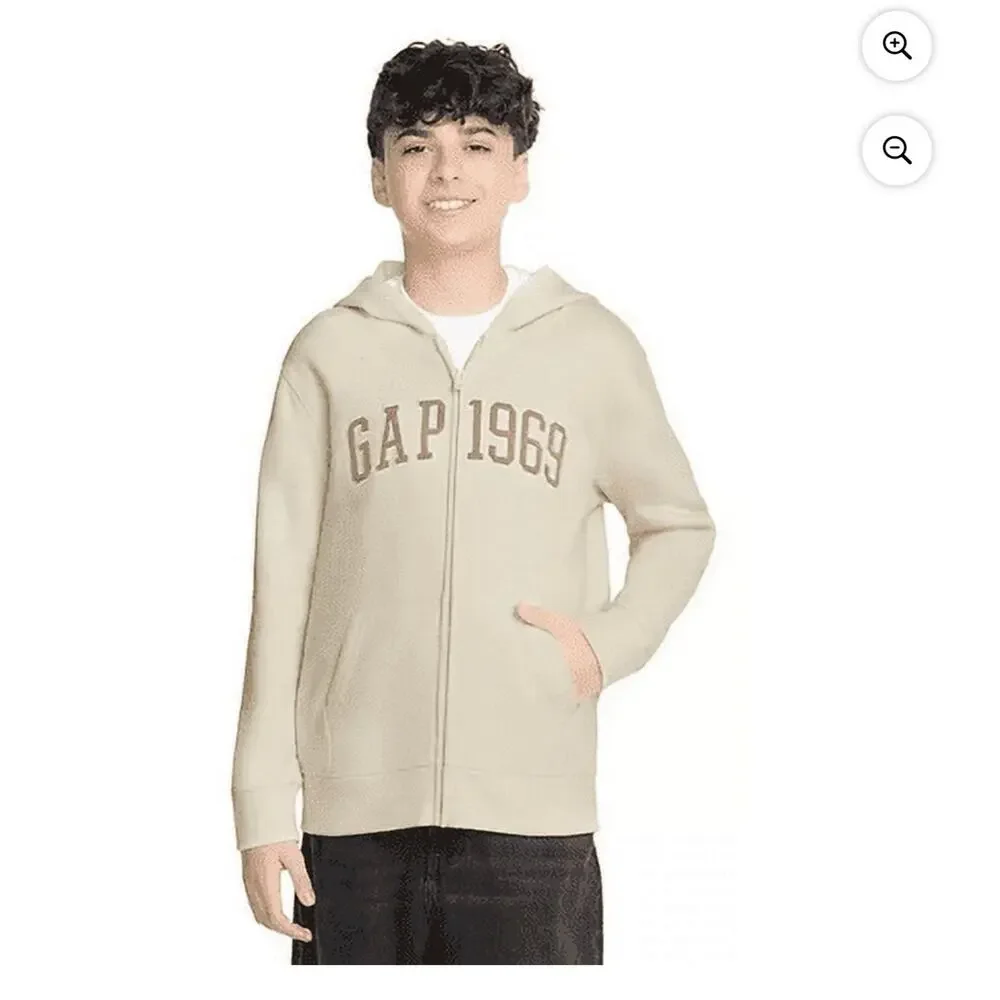 Gap Kids Boys Full Zip Fleece Hoodie Size XSmall 4/5 Birch